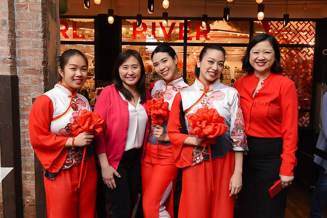 New York Chinese Cultural Center dancers and director with Pearl River Mart President Joanne Kwong at Chelsea Market