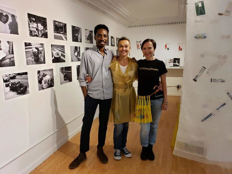 Alfonso Sjogreen, Suzette Gabriel-Schoebitz, and Rafael Giovanola-Endrass at Suzette's opening reception