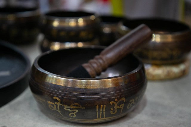 Tibetan singing bowl with mallet