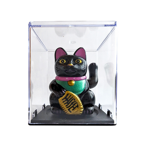 Classic Solar Power Waving Lucky Cat - Black