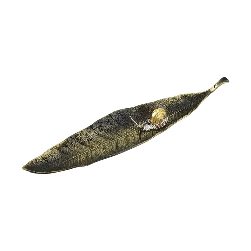 Bronze Snail On Leaf Incense Burner