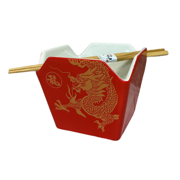 Takeout Box Serving Bowl- Golden Dragon