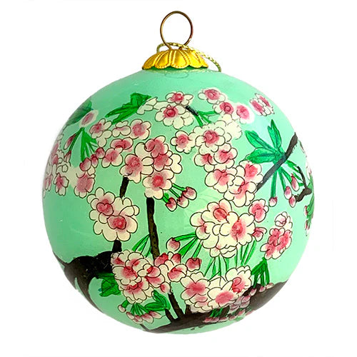 Hand Painted Glass Ball- Cherry Blossom