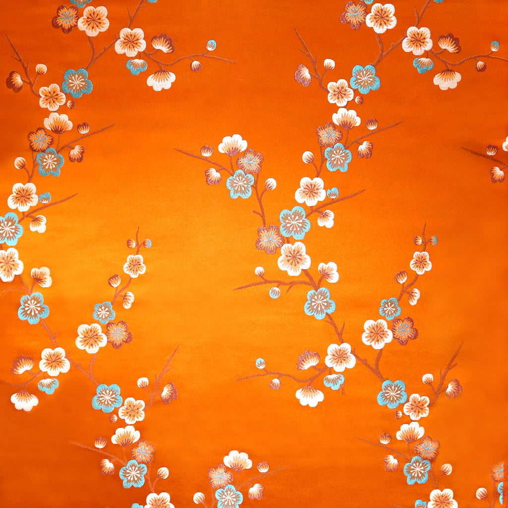 Plum Blossom Brocade Fabric - Orange