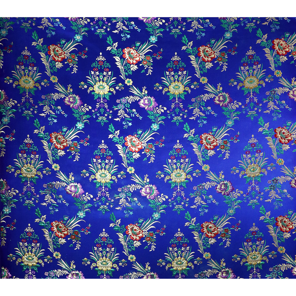 Begonia Brocade Fabric - Blue