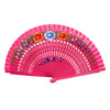 Painted Floral Wooden Spanish-Style Hand Fan Pink