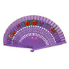 Painted Floral Wooden Spanish-Style Hand Fan Purple