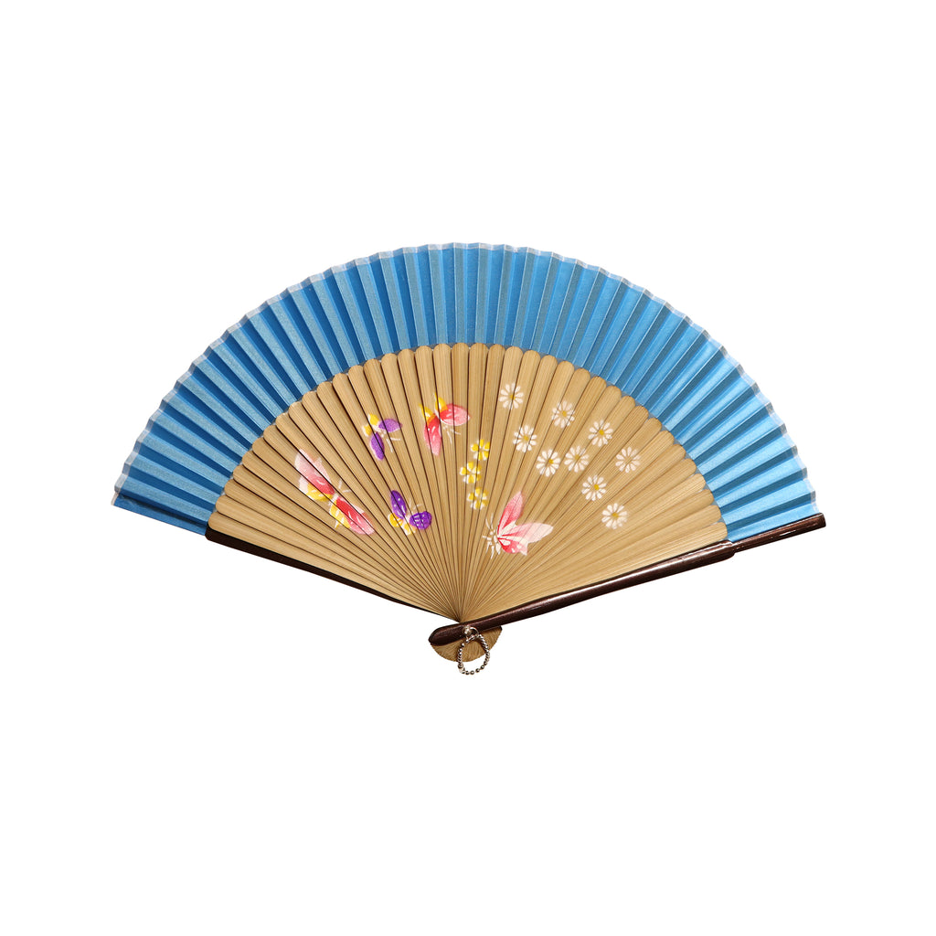 Painted Floral Wooden Hand Fan