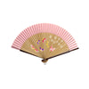 Painted Floral Wooden Hand Fan light pink