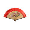 Painted Floral Wooden Hand Fan orange