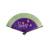 Painted Floral Wooden Hand Fan sage and purple