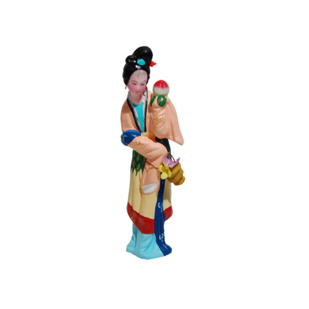 Hand Painted Clay Figurine (R) - Maiden Presenting Peach