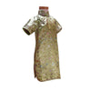 Girls Short Sleeve Brocade Dress - Green