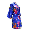 bright blue Thigh-Length Robe Lily Print