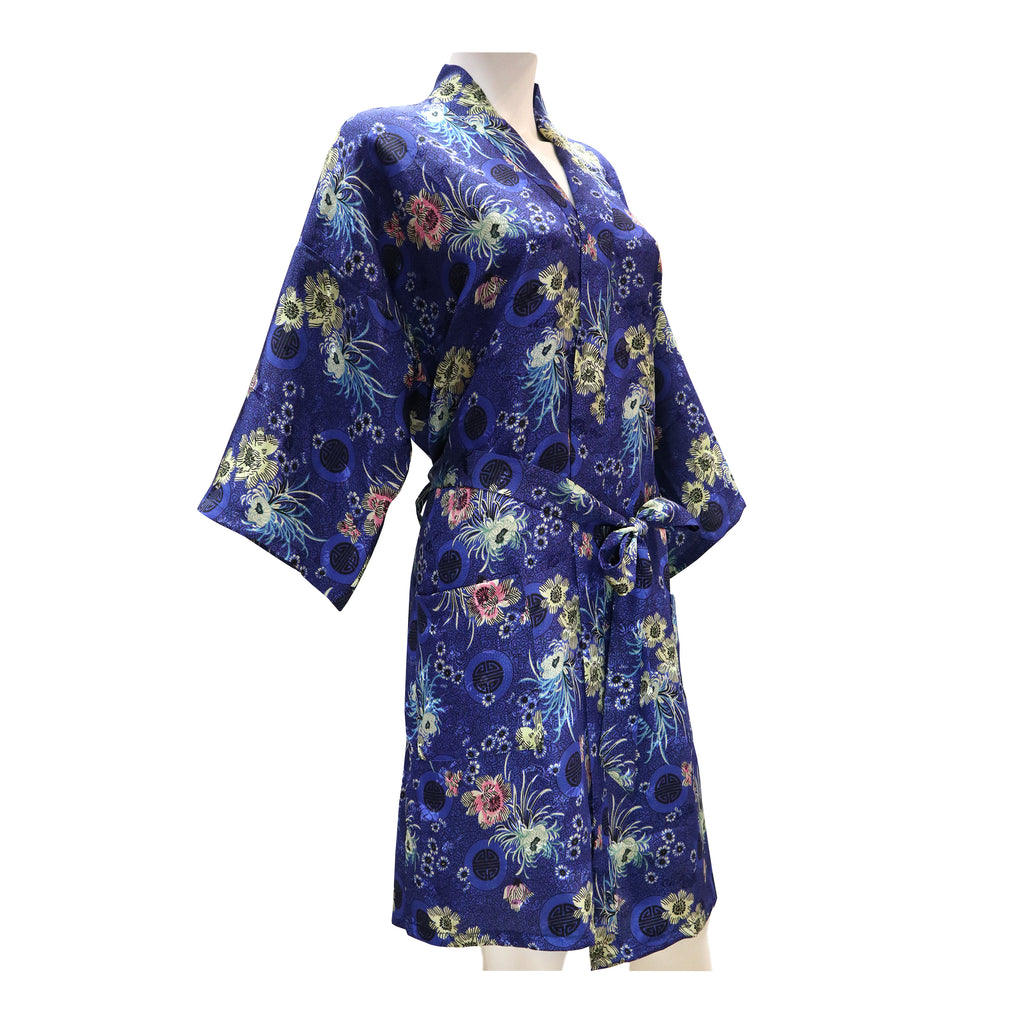 Thigh-Length Robe Mum Print