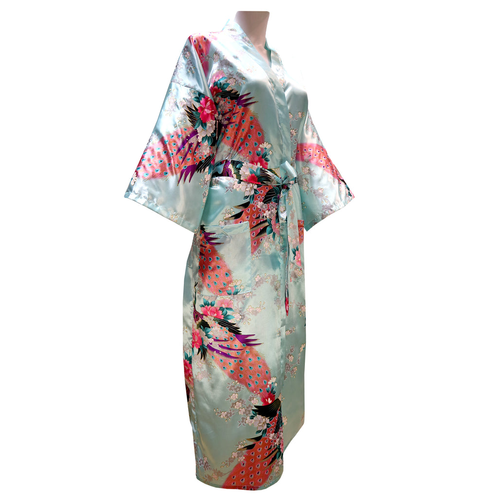 Ankle-Length Robe Peacock Print