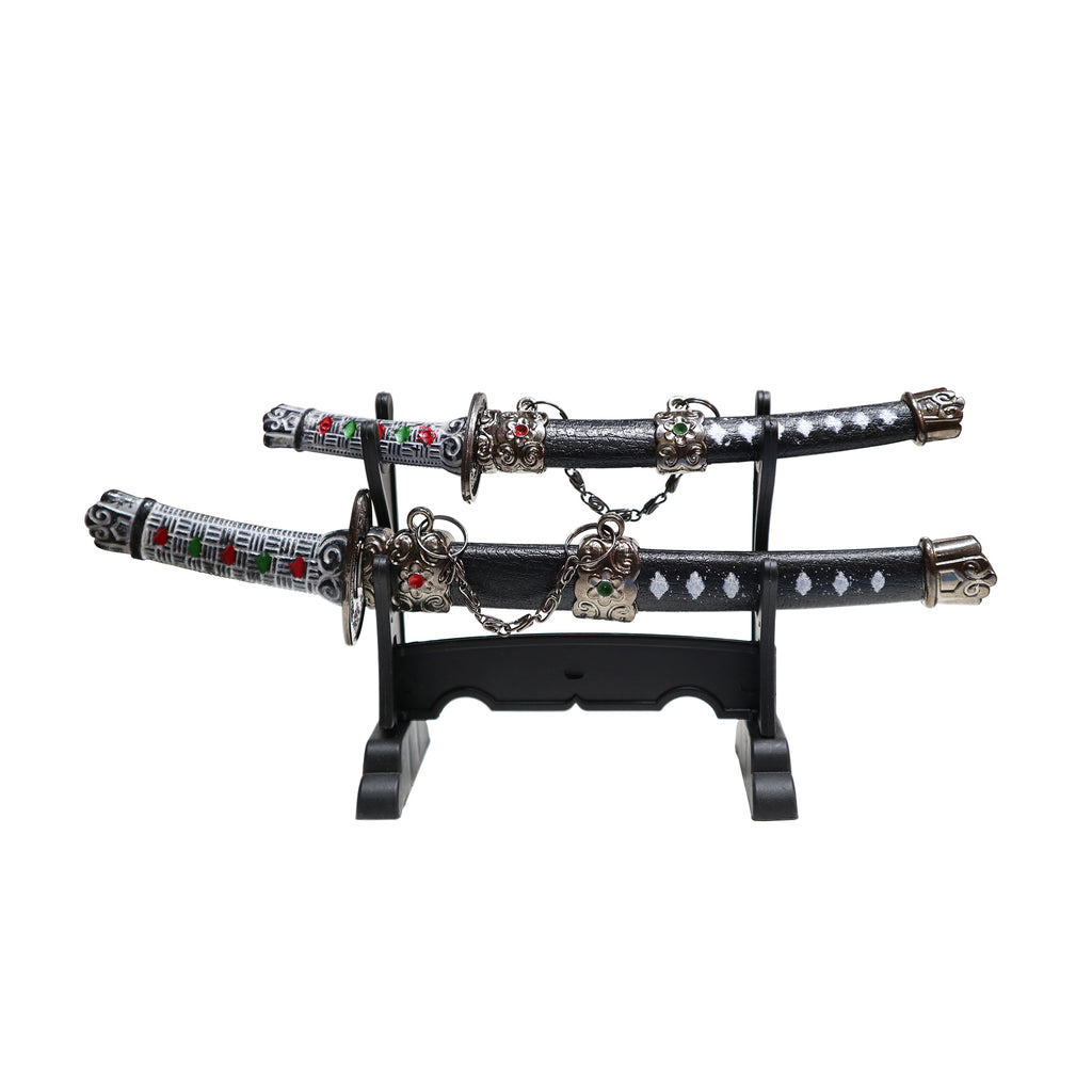 Replica Samurai Swords Letter Openers (2) with Display Stand Set