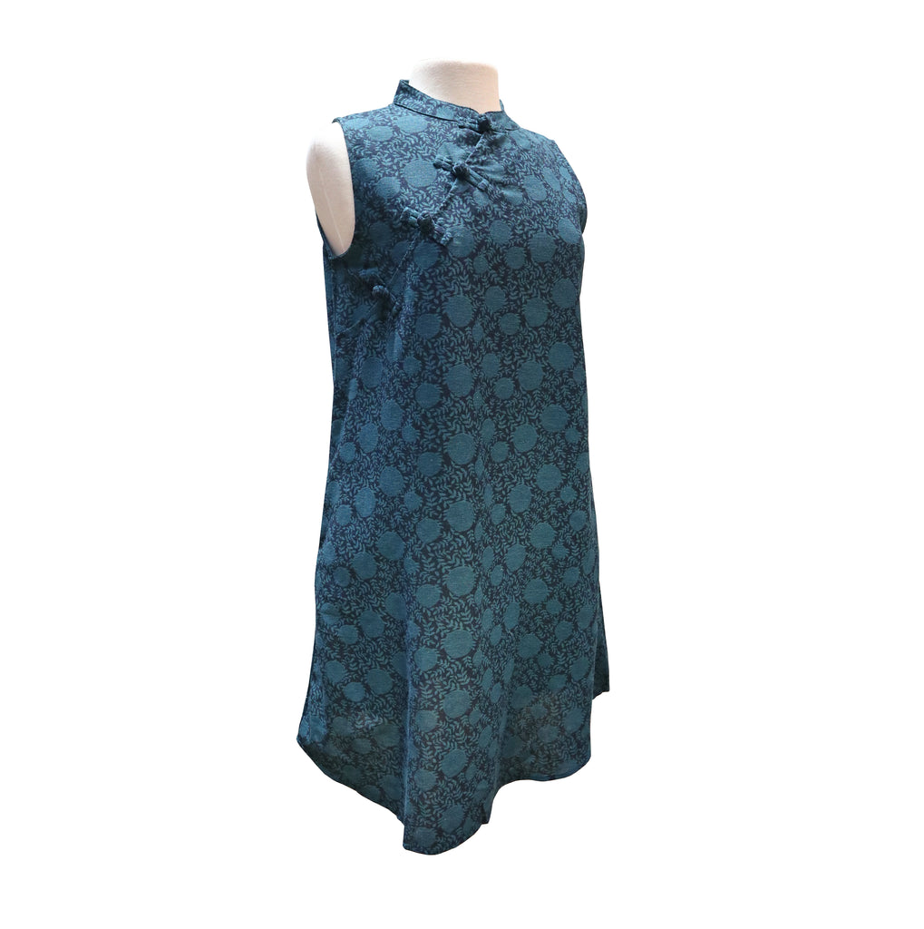 Sleeveless A Line Mini Qipao - Blue