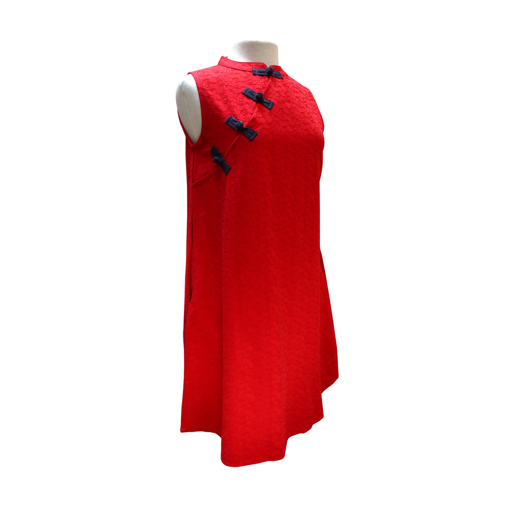 Sleeveless A Line Mini Qipao - Red