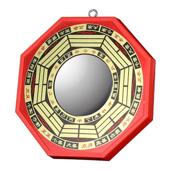 Red and gold Ba-Gua with convex mirror 