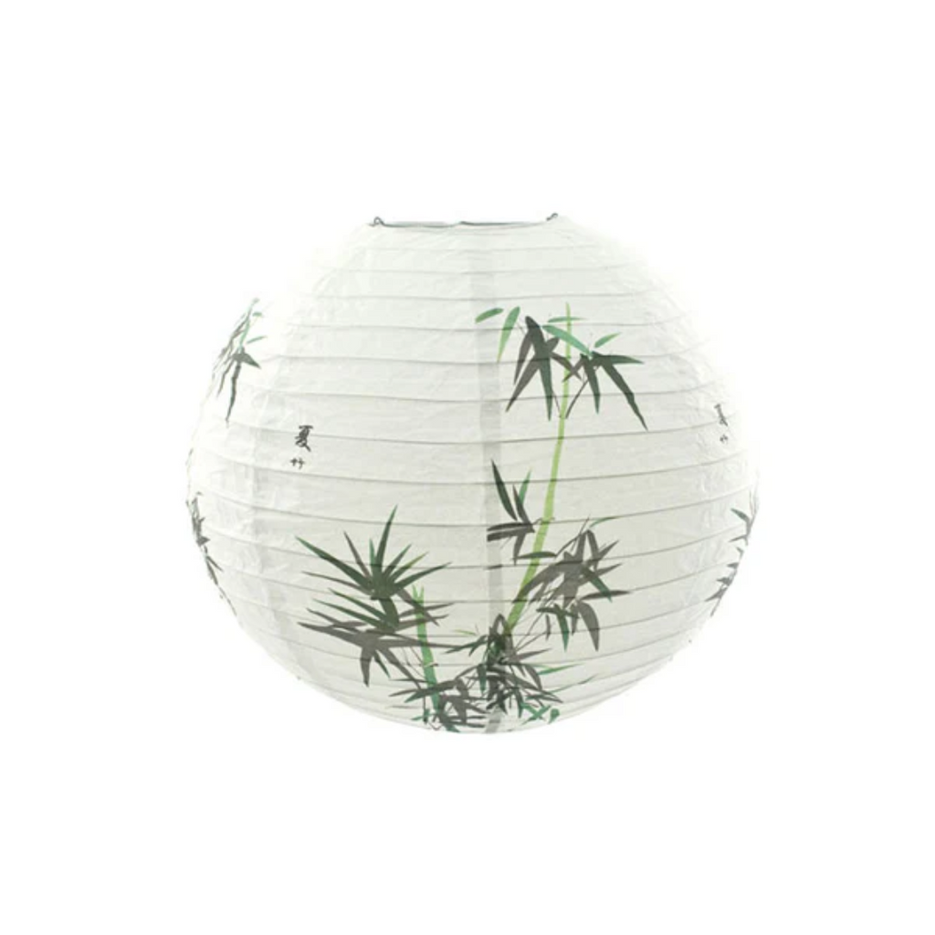 Black and Green Bamboo Print Paper Lantern - 16 in.