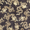 Silkscreen paper gold dragons on black