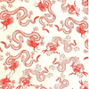 Silkscreen paper dragon red on cream