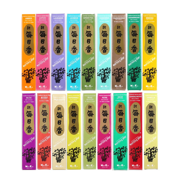 variety of boxes of morning star incense