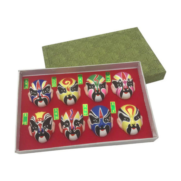 Mini Size Peking Opera Color Face Painting Sculpture Display - Set of 8 Small