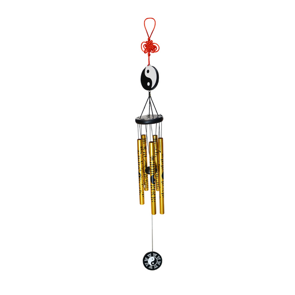 Gold Yin Yang Wind Chimes with Bagua