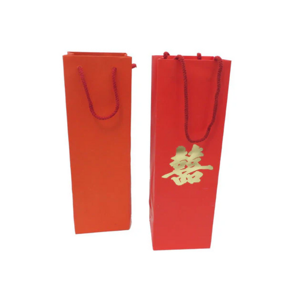 Red paper wine bottle gift bag