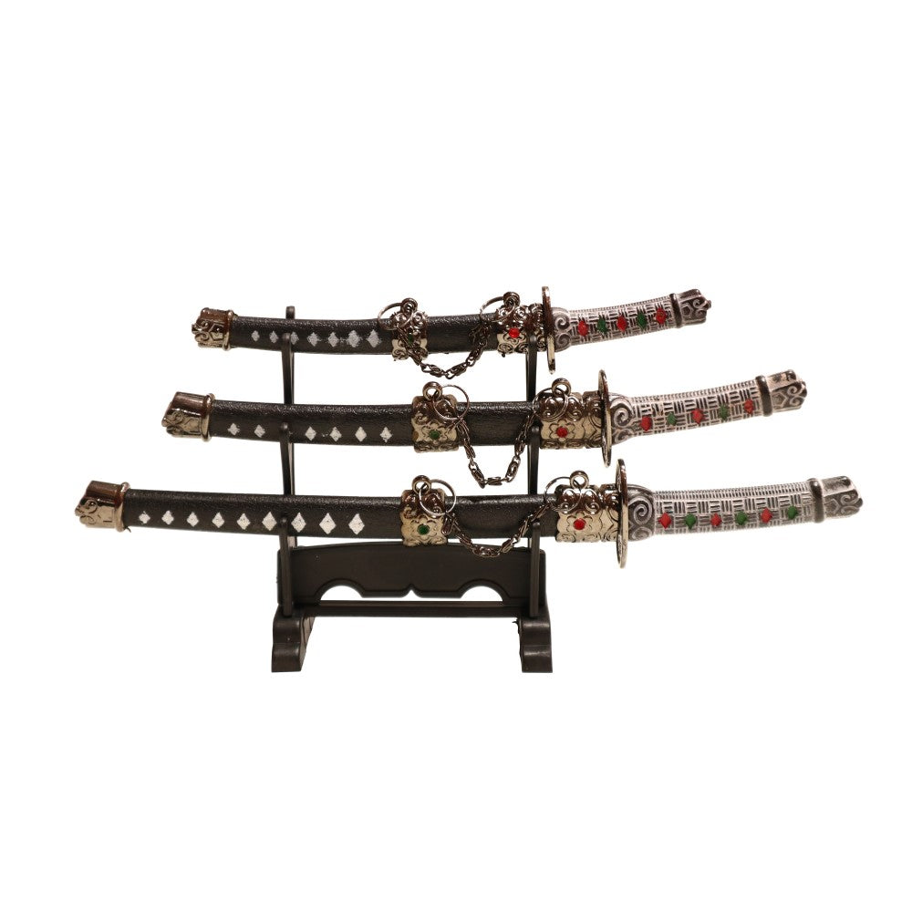 Replica Samurai Swords Letter Openers (3) with Display Stand Set