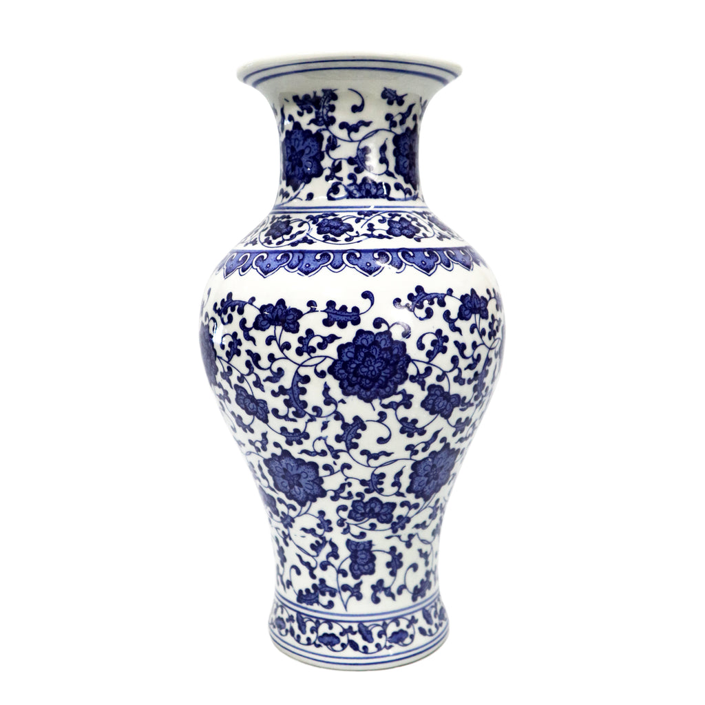 Begonia-Shaped Blue on White Chrysanthemum Vase