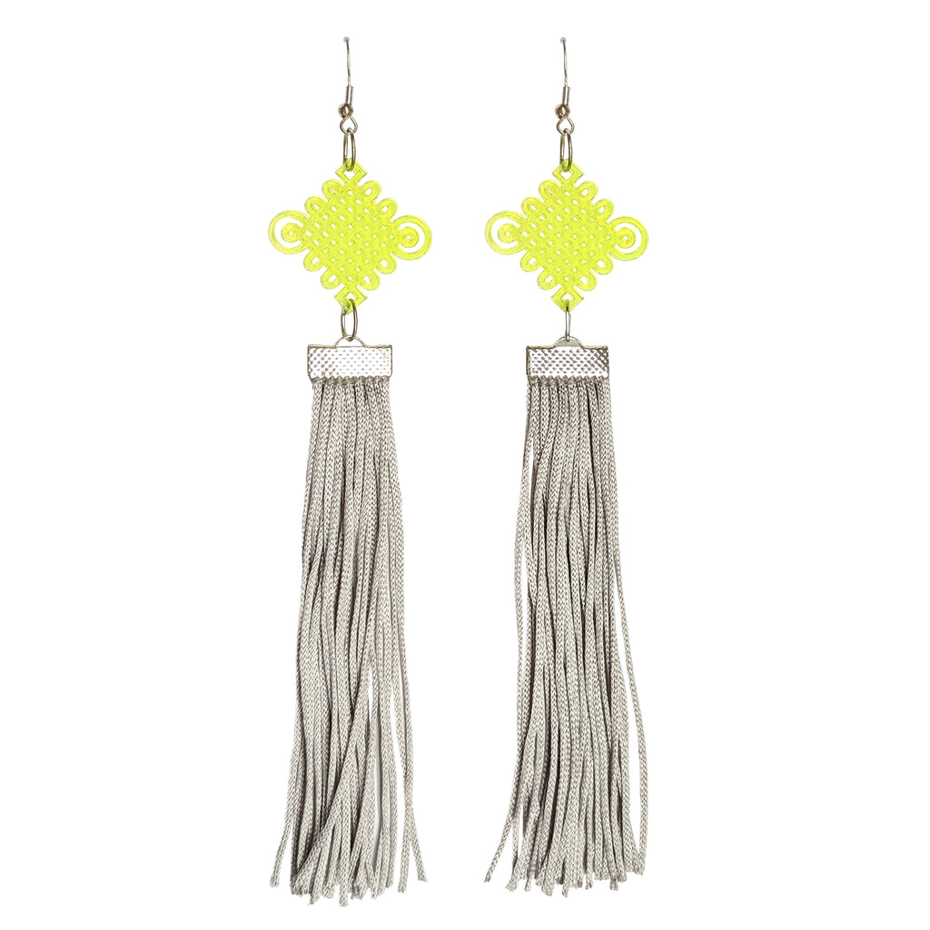 Lucky Knot Norigae Tassel Laser Cut Earrings